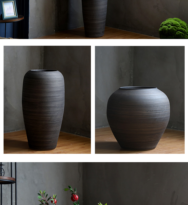 Chinese style restoring ancient ways of large vases, ceramic furnishing articles pottery sitting room hotel decoration flower arranging dried flowers thick ceramic bottle