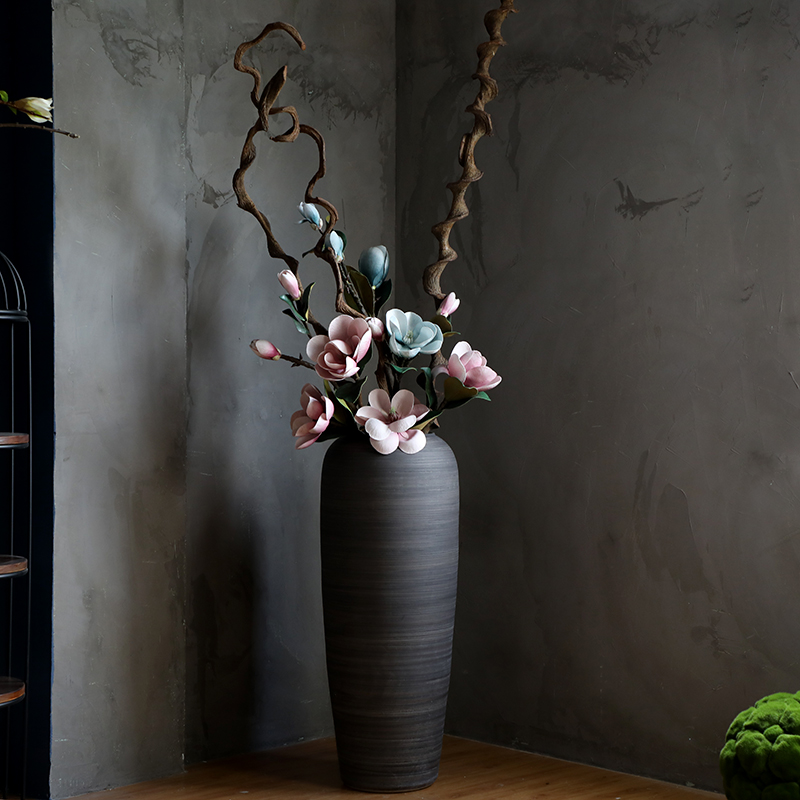 Chinese style restoring ancient ways of large vases, ceramic furnishing articles pottery sitting room hotel decoration flower arranging dried flowers thick ceramic bottle