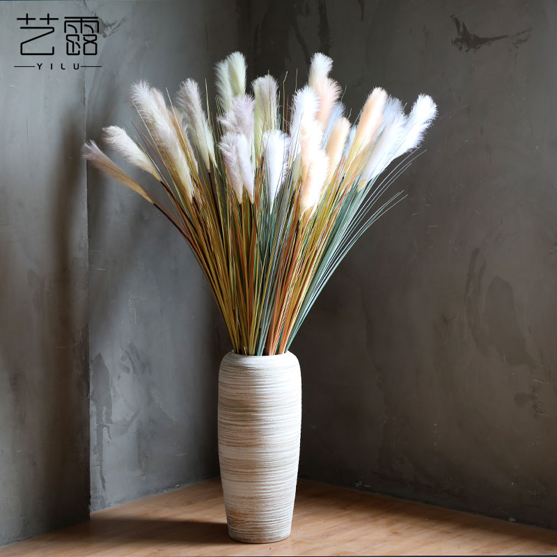 I and contracted sitting room ceramic dry flower ceramic flower arranging big ground vase Nordic ins furnishing articles coarse pottery restoring ancient ways