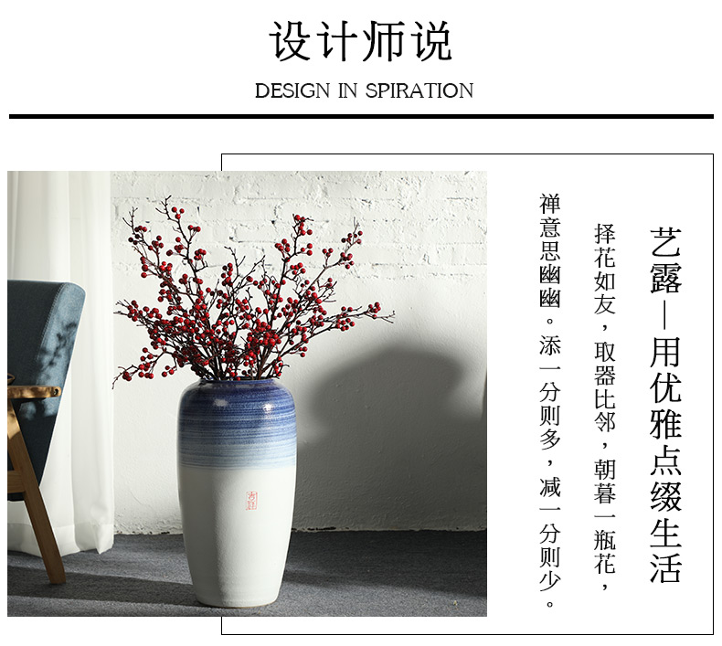 New Chinese style floor vases, flower arranging, the sitting room porch household adornment of jingdezhen ceramic dried flowers large floral furnishing articles