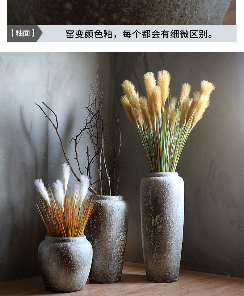 Wide caliber vase modern fashion old pottery vase furnishing articles flower arranging dried flower vase reed sitting room suit coarse pottery