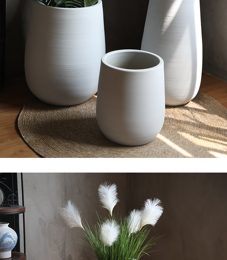 Modern new Chinese style white ceramic flower pot hydroponic POTS of large diameter plant floor indoor flower decoration flower bed