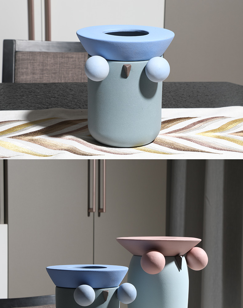 The owl flower implement morandi Scandinavian minimalist geometric color ceramic vase household ins between example soft furnishing articles