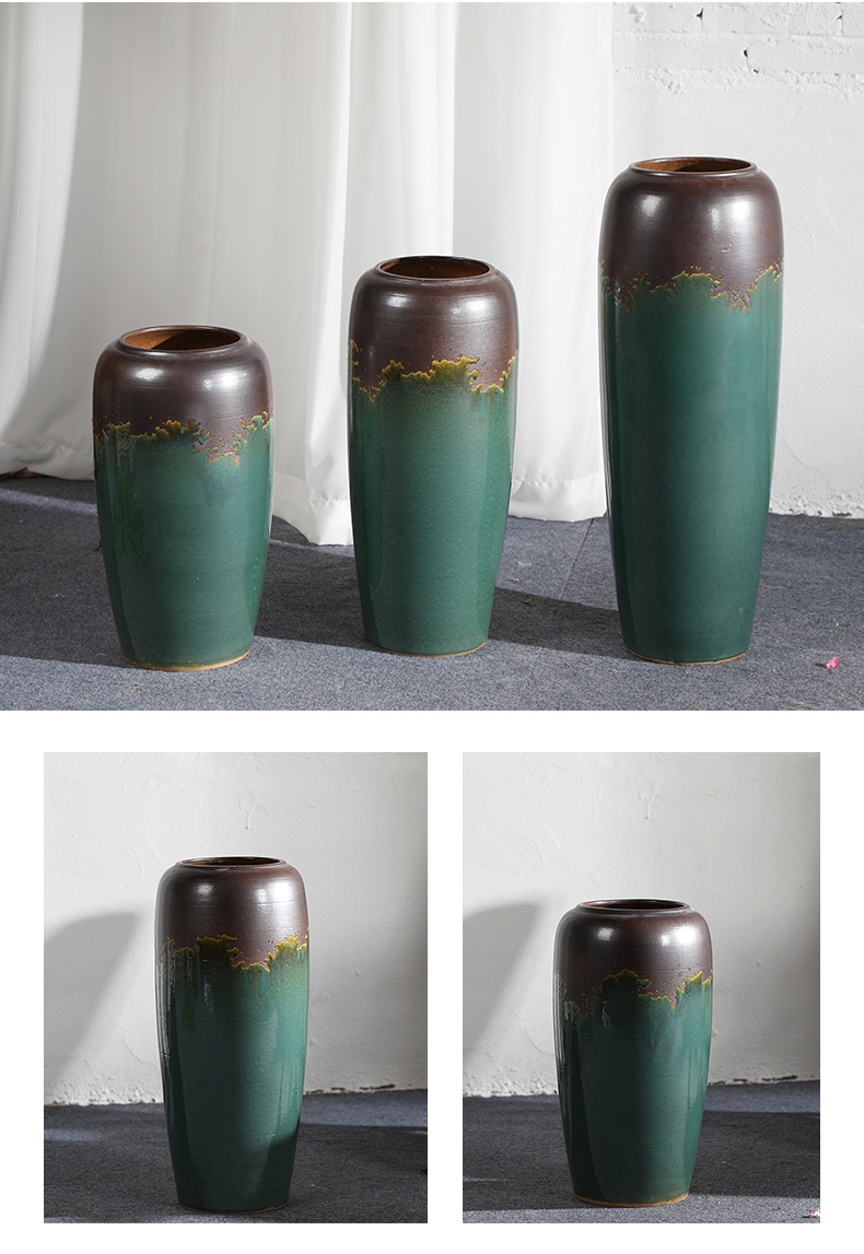 Modern ground vase variable glaze color restoring ancient ways furnishing articles flower arranging villa wine sitting room adornment ceramics green and black