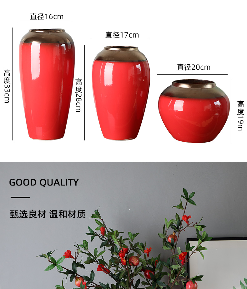 Up Phnom penh light key-2 luxury modern jingdezhen ceramic vase furnishing articles mesa of new Chinese style living room red flower arrangement suits for