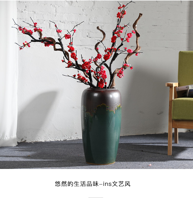 Modern ground vase variable glaze color restoring ancient ways furnishing articles flower arranging villa wine sitting room adornment ceramics green and black