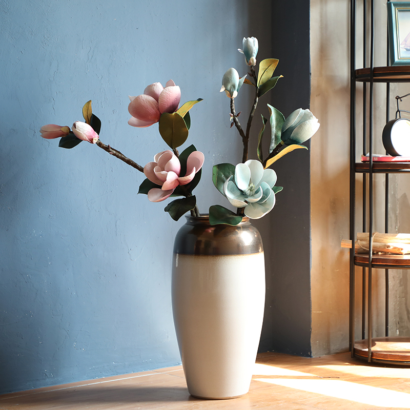 Jingdezhen ceramic vase landed stateroom dried flower vase light key-2 luxury furnishing articles Nordic white I and contracted decoration
