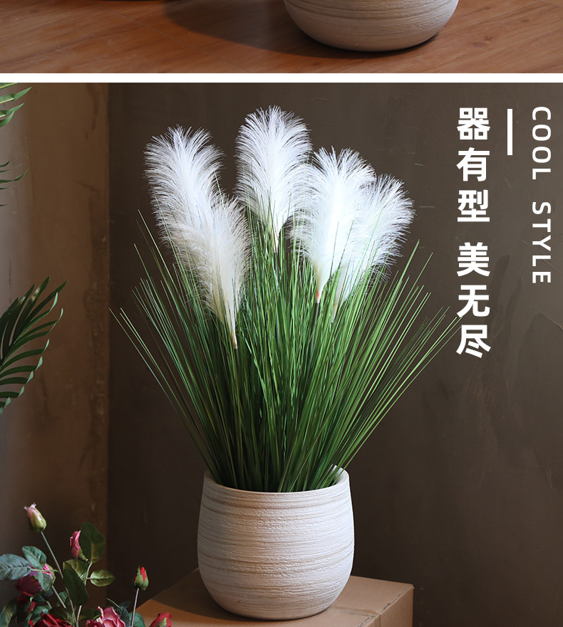 Ceramic Nordic flowerpot creative simplicity vase wood white clay color green plant hydroponic indoor adornment balcony cylinder large caliber