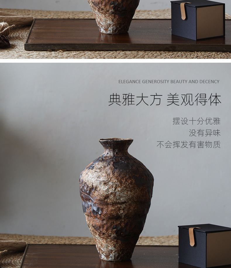 Coarse ceramic vase bearing flower arranging nostalgic manual home stay hotel wabi-sabi zen wind restoring ancient ways furnishing articles Coarse pottery