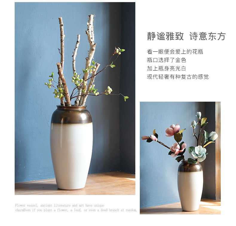 Jingdezhen ceramic vase landed stateroom dried flower vase light key-2 luxury furnishing articles Nordic white I and contracted decoration