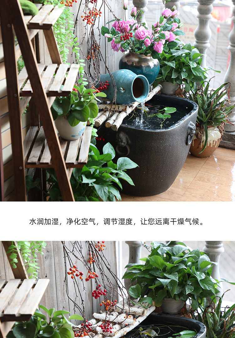 Thick some ceramic porcelain basin of aquarium water lily lotus large bowl lotus basin cylinder tortoise tank water landscape decoration furnishing articles