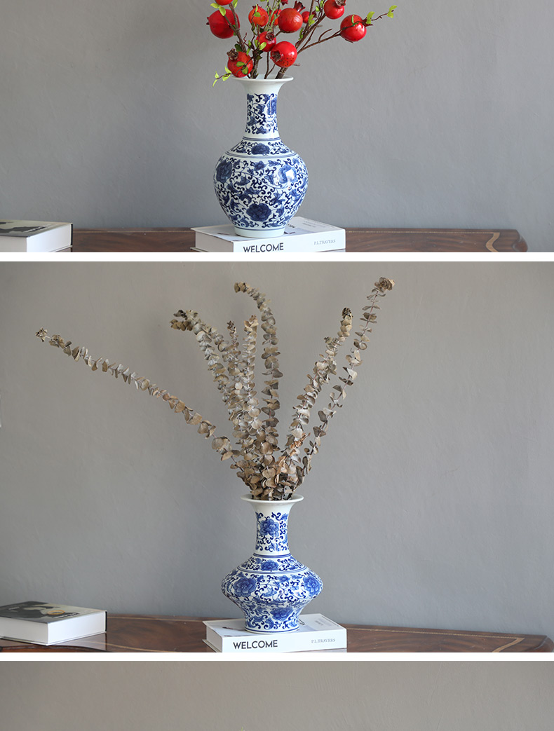 Jingdezhen blue and white porcelain, general sitting room place hand - made ceramic vase can of new Chinese style TV ark, decorative vase