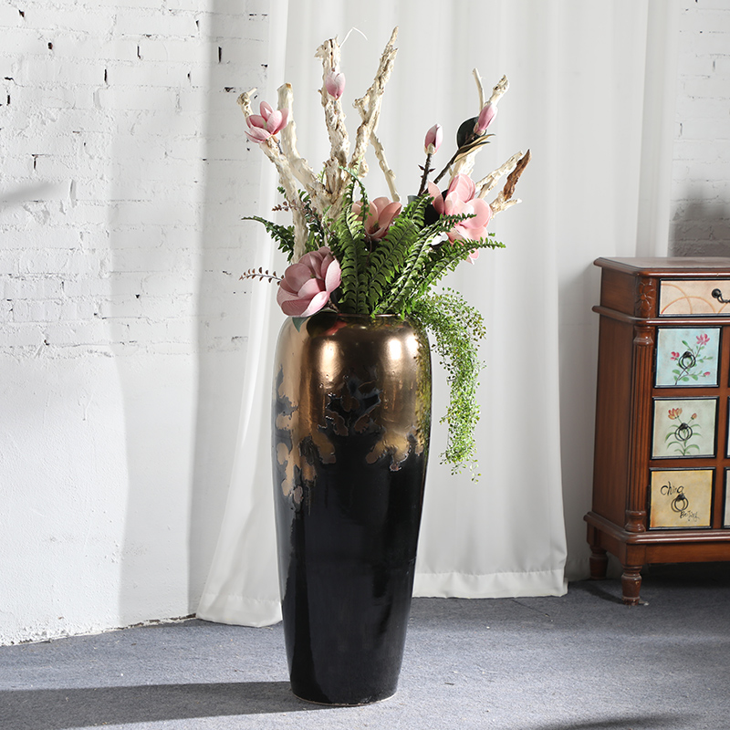 Modern light key-2 luxury Chinese ceramic floor dry flower vases, flower arrangement sitting room of large floral suit landscape modelling furnishing articles