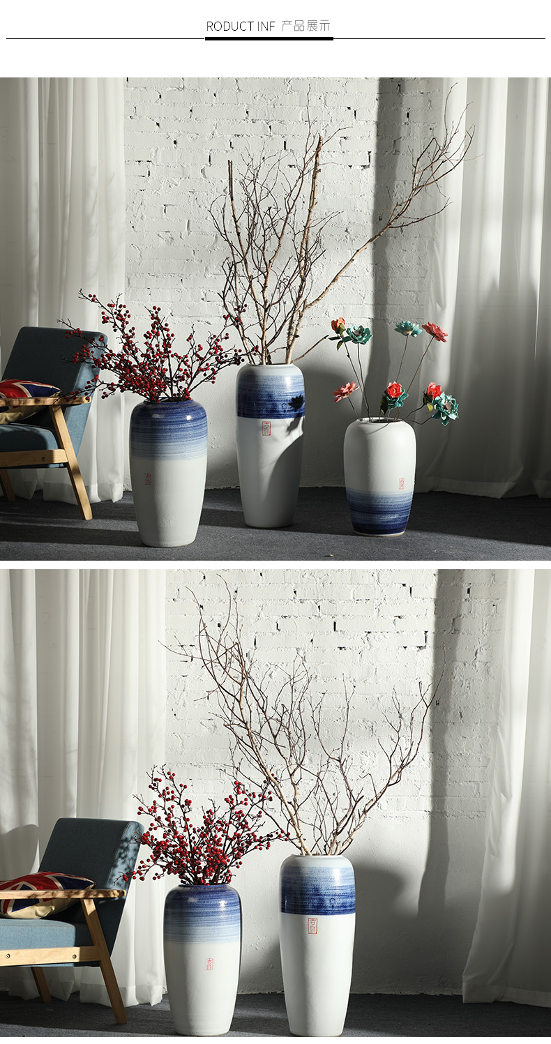 New Chinese style floor vases, flower arranging, the sitting room porch household adornment of jingdezhen ceramic dried flowers large floral furnishing articles