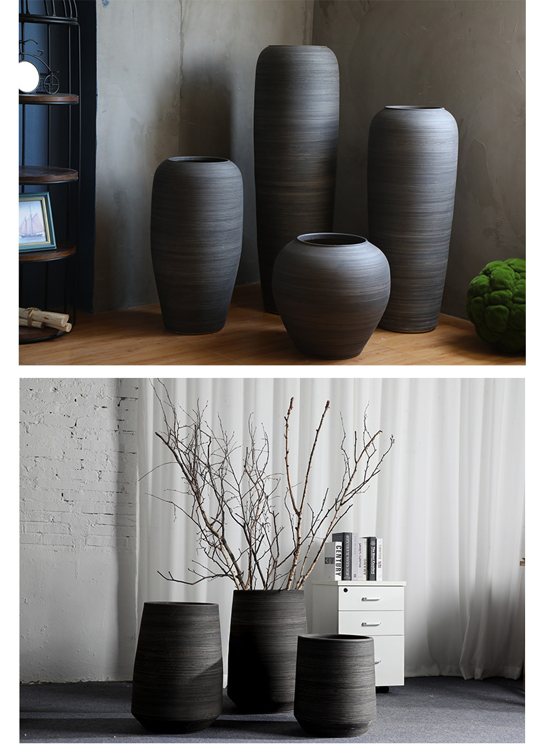 Chinese style restoring ancient ways of large vases, ceramic furnishing articles pottery sitting room hotel decoration flower arranging dried flowers thick ceramic bottle