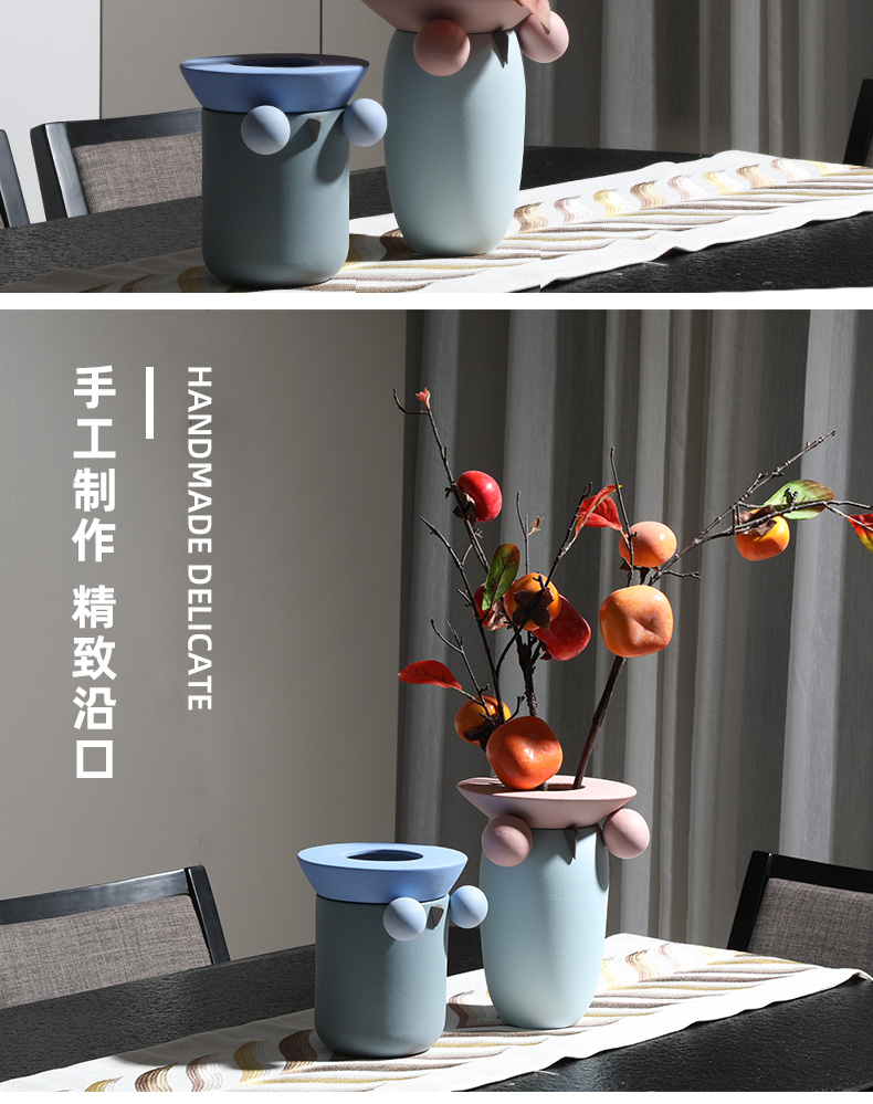 The owl flower implement morandi Scandinavian minimalist geometric color ceramic vase household ins between example soft furnishing articles