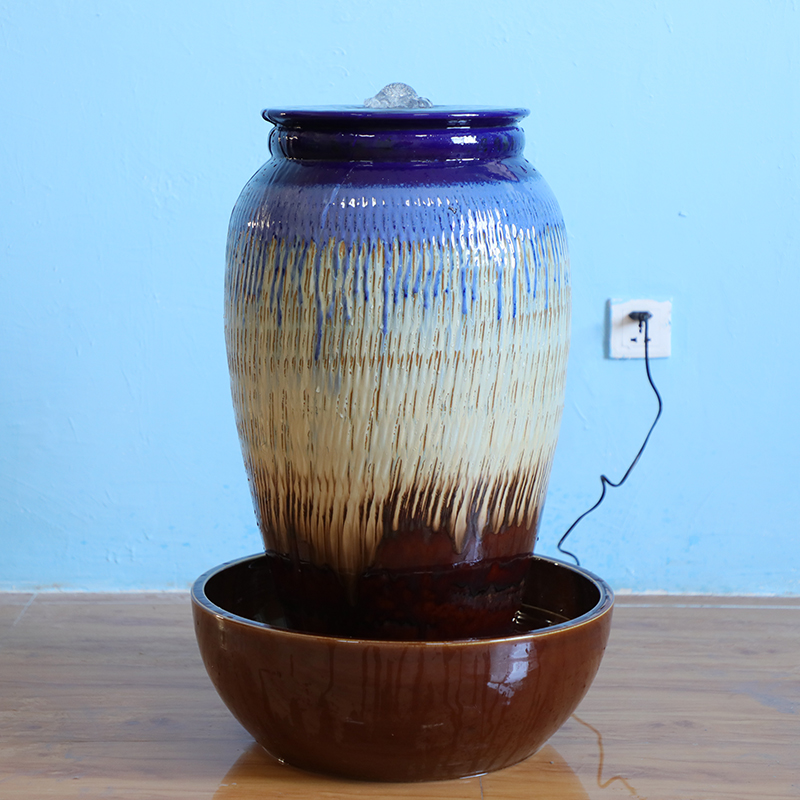 Ou jingdezhen ceramic humidifier hotel courtyard restaurant water landing glazed pottery modern waterscape