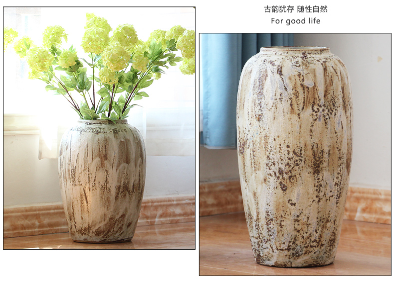 I and contracted coarse pottery jars dried flowers floral sitting room ground vases, ceramic big flowerpot furnishing articles of Europe type restoring ancient ways