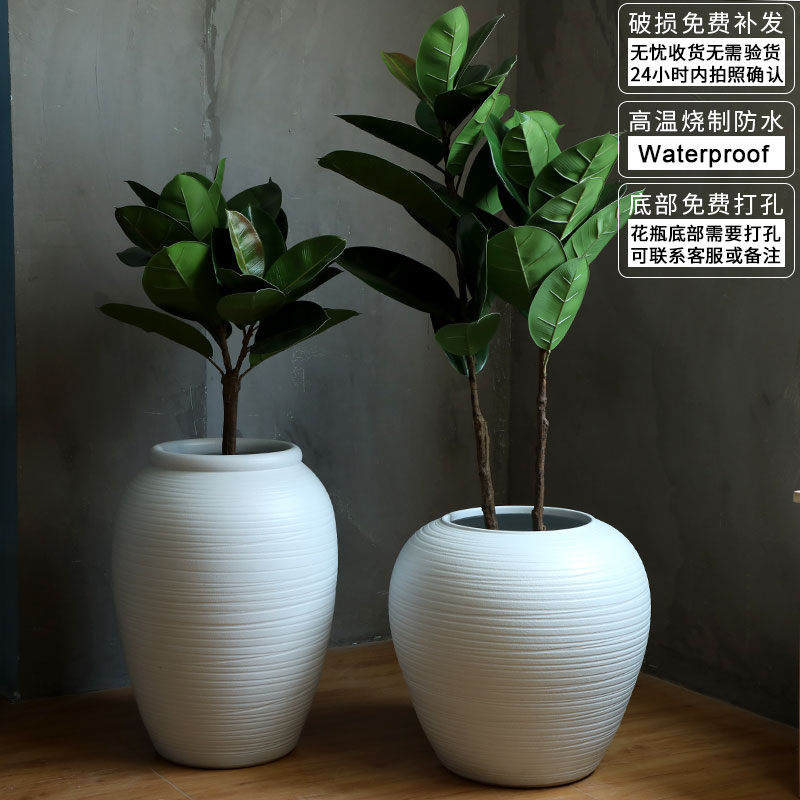 Jingdezhen ceramic large vases, flower arrangement sitting room place I and contracted white checking pottery landing big flower pot