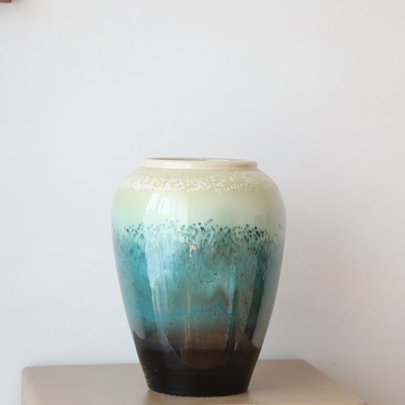 Modern American Mediterranean wind mesa of jingdezhen ceramic color glaze vase indoor home furnishing articles sitting room adornment