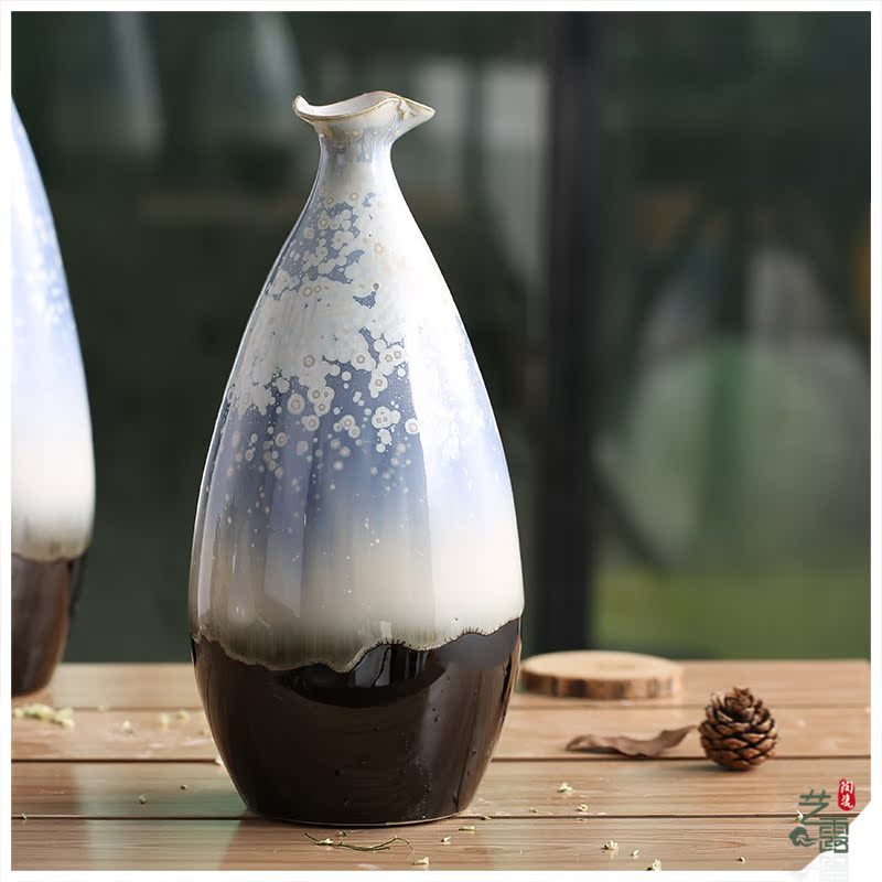 Art show European Mediterranean modern jingdezhen ceramic color glaze vase three - piece sitting room place ornament