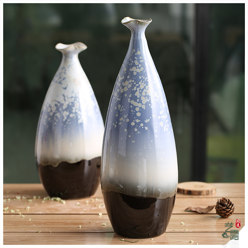 Art show European Mediterranean modern jingdezhen ceramic color glaze vase three - piece sitting room place ornament