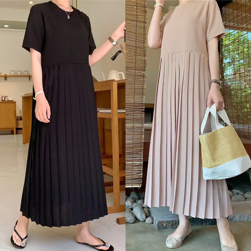 Super Plus-Size Maternity Chiffon Dress Summer Wear 150kg Fashionable Korean Style Short-Sleeved Pleated Belly-Covering Ladylike Long Dress 2 Super Plus-Size Maternity Chiffon Dress Summer Wear 150kg Fashionable Korean Style Short-Sleeved Pleated Belly-Covering Ladylike Long Dress 2