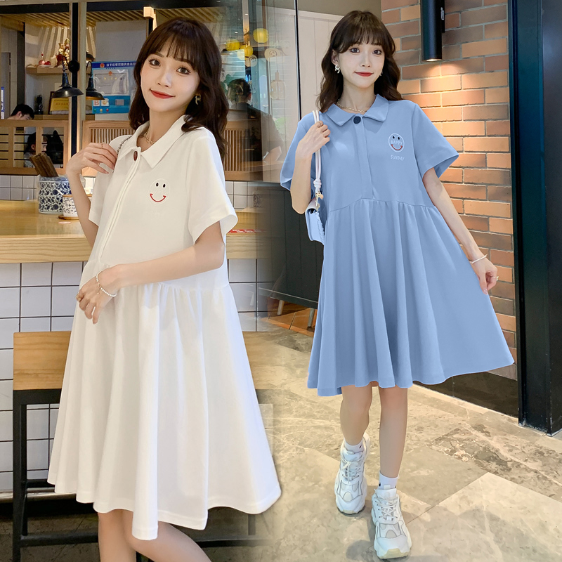 Extra Large Size Maternity Lapel Embroidered Nursing Short-Sleeve Dress 300 Summer Loose Belly-Covering Fashionable Dress 100kg Extra Large Size Maternity Lapel Embroidered Nursing Short-Sleeve Dress 300 Summer Loose Belly-Covering Fashionable Dress 100kg
