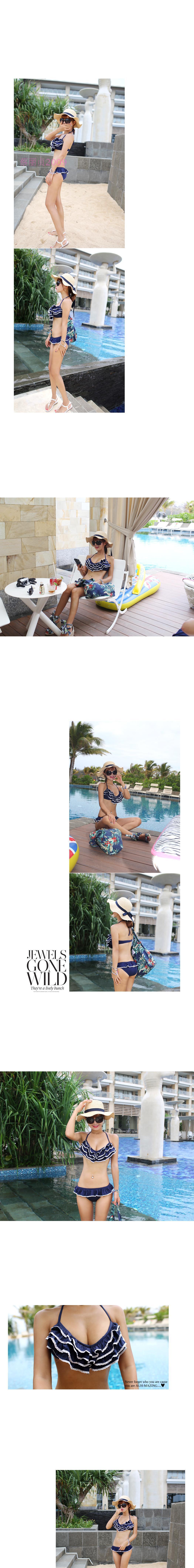 Trang web chính thức của Hàn Quốc phụ nữ kỳ nghỉ bãi biển bikini lớp áo tắm lá sen 1318 - Bikinis áo tắm sexy