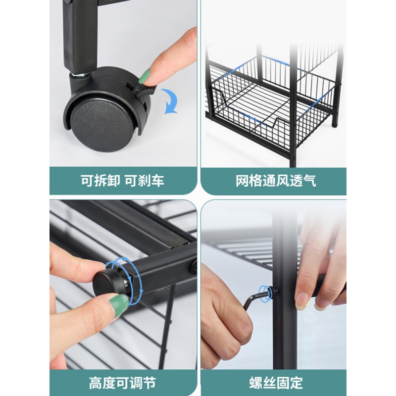 Edge lodge vegetable rack shelf floor kitchen stainless steel multi - layer household tableware store receive the popurality of microwave oven