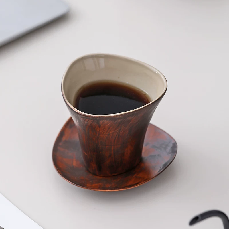 Холодная глиняная ручной работы чашка для кофе из каменной керамики в стиле Wabi-sabi, водная чашка, высокий керамическийCup латте чашка Afternoon tea