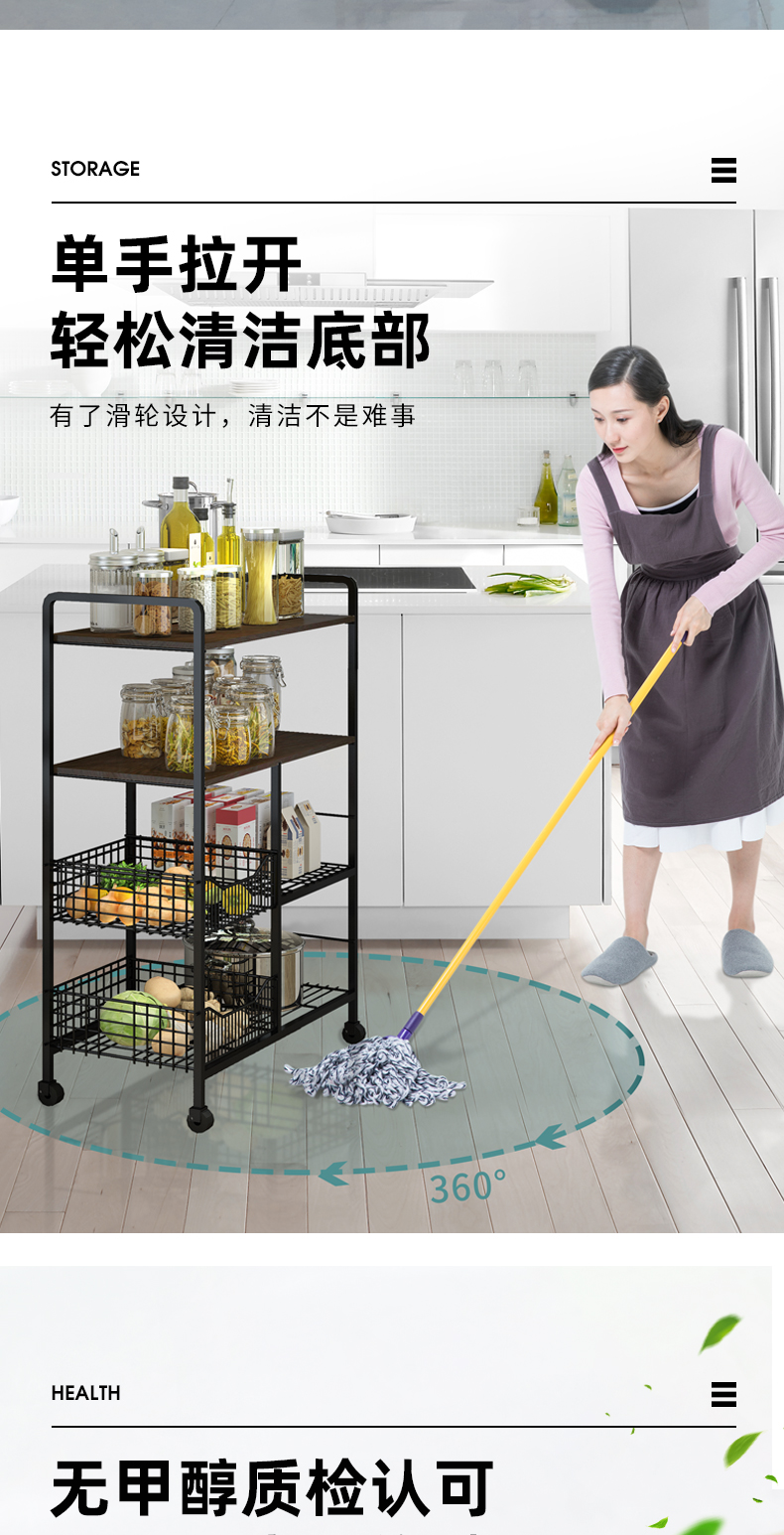 Edge lodge vegetable rack shelf floor kitchen stainless steel multi - layer household tableware store receive the popurality of microwave oven