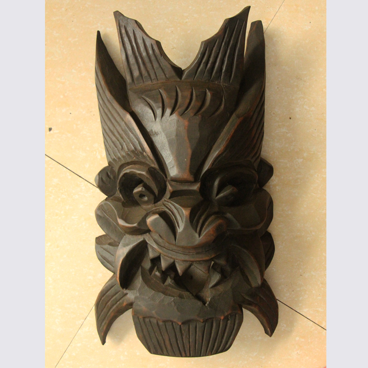 Tunbao wood carving craft gift decoration Nuo opera mask bar decoration wood carving pendant size about 25*40cm