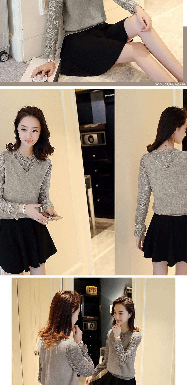 Áo voan nữ trên quần áo xuân hè dài tay 2019 mới ren ngắn đoạn lỏng lẻo phiên bản Hàn Quốc giả hai mảnh mẫu áo voan cộc tay đẹp