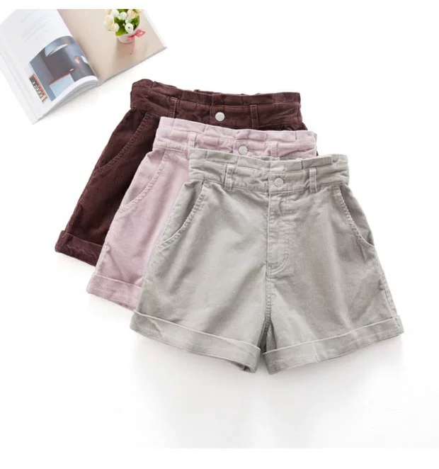N1ce 17 xuân mới thời trang retro! Corduroy cắt chéo khâu eo đàn hồi quần legging rộng