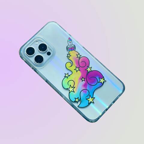 IMD Colorful Rocket Stars Illustration Soft Clear Silicone – Pro/Plus/Max/Air – 17, 16, 15, 14, 13, 12 iPhone Case