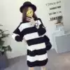 Pregnant women autumn suit fashion autumn and winter winter striped tide mom sweater jacket medium and long version of Korean version of the top tide