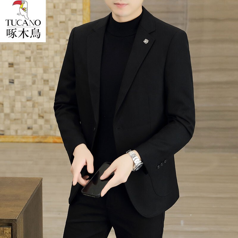 Woodpecker Men's Suit Jacket Casual Suit Men's Business Formal Wear Middle-Aged and Young Dad Large Size Padded Suit