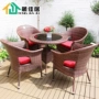 Bàn ghế ngoài trời mây bàn ghế ngoài trời sân thượng ban công năm mảnh wicker giải trí ghế cà phê bàn ​​ghế ba mảnh - Bàn ghế ngoài trời / sân bộ bàn ghế sắt ngoài trời