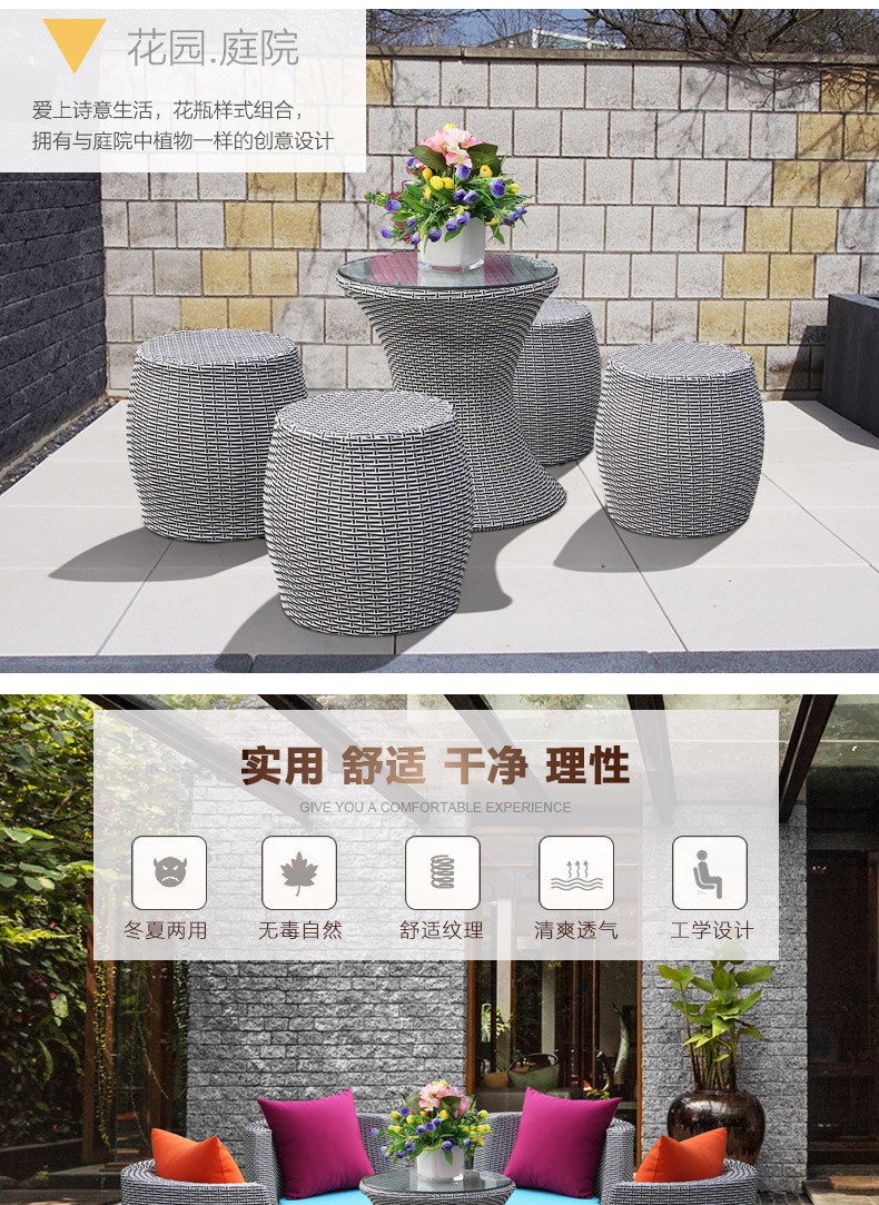 Mây nhà mây ghế mini bàn cà phê ba mảnh ban công bảng và ghế sân vườn sân vườn phân ngoài trời nội thất sân vườn ghế ban công