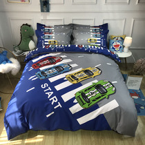Cotton bedding Cotton three four-piece set cartoon little racing car childrens 1 5m 1 2m bed duvet cover boy bedding