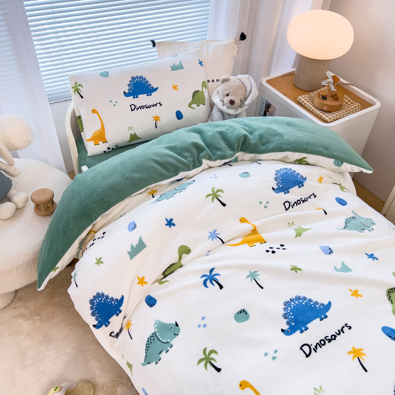 Caffet Children's Kindergarten Quad Case 3-piece Coral Vehicle Pattern Six Pieces of Baby Nap Bedding