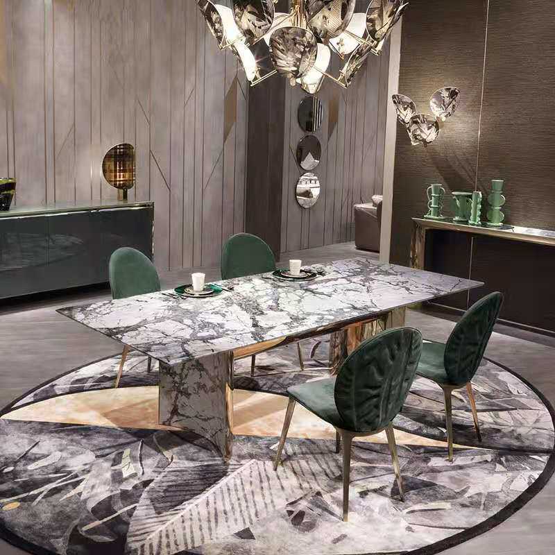 visionnaire kerwan Italian style light lavish dining table and chairs combined with modern rectangular marble Western dining table