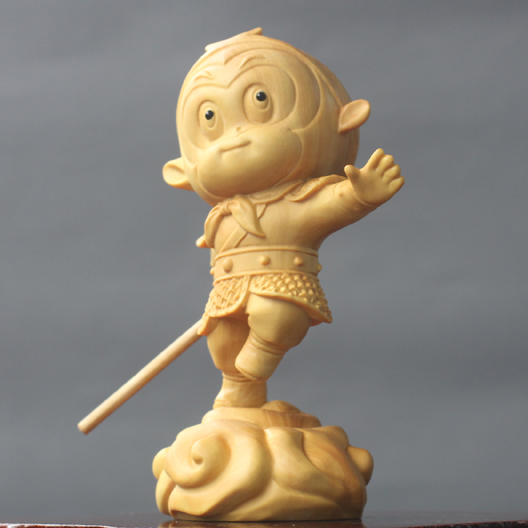 Yueqing Huang Wooden Wooden Sculpture XII Zodiac Monkey Wuku Handicrafts Gift