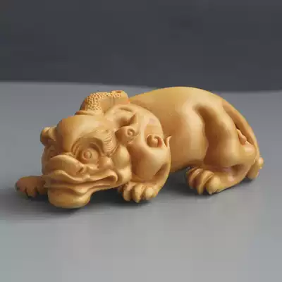Yueqing boxwood carving Pixiu handle pieces play health handicrafts Protect the body to attract wealth and avoid evil gifts