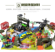 Childrens toy simulation Jurassic Tyrannosaurus Rex model large dinosaur invasion scene set dinosaur storage car