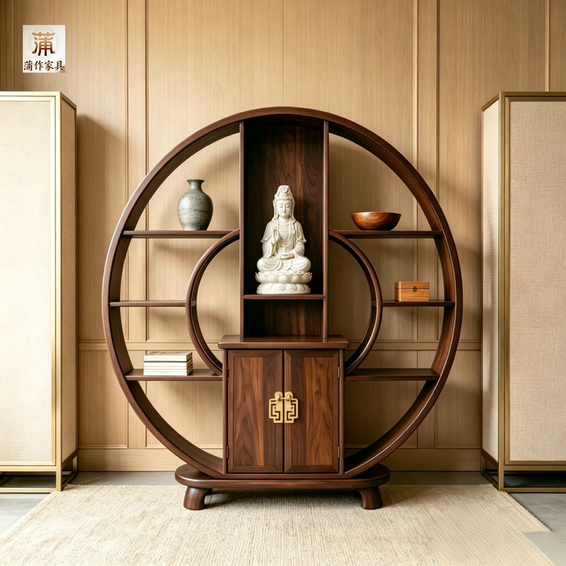 New Chinese-Style Round Display Shelf for Study Room, Tea Room, Living Room, Solid Wood Multi-Compartment Storage Rack, Office Clubhouse Display Shelf New Chinese-Style Round Display Shelf for Study Room, Tea Room, Living Room, Solid Wood Multi-Compartment Storage Rack, Office Clubhouse Display Shelf