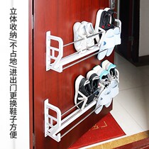 Door rear shoe rack wall hanging non-hole storage artifact hanging 2020 new creative simple cool shoe frame subnet Red
