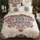 Bộ đồ giường mùa xuân và mùa thu cotton cotton bốn mảnh set dày 2.0m tấm trải giường đôi nam nữ đơn màu đỏ - Bộ đồ giường bốn mảnh