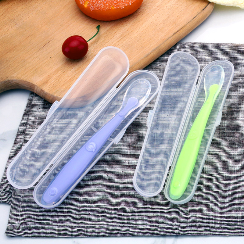 Baby spoon, baby silicone soft spoon, complementary food spoon, baby spoon, learning spoon, newborn tableware, small spoon storage box